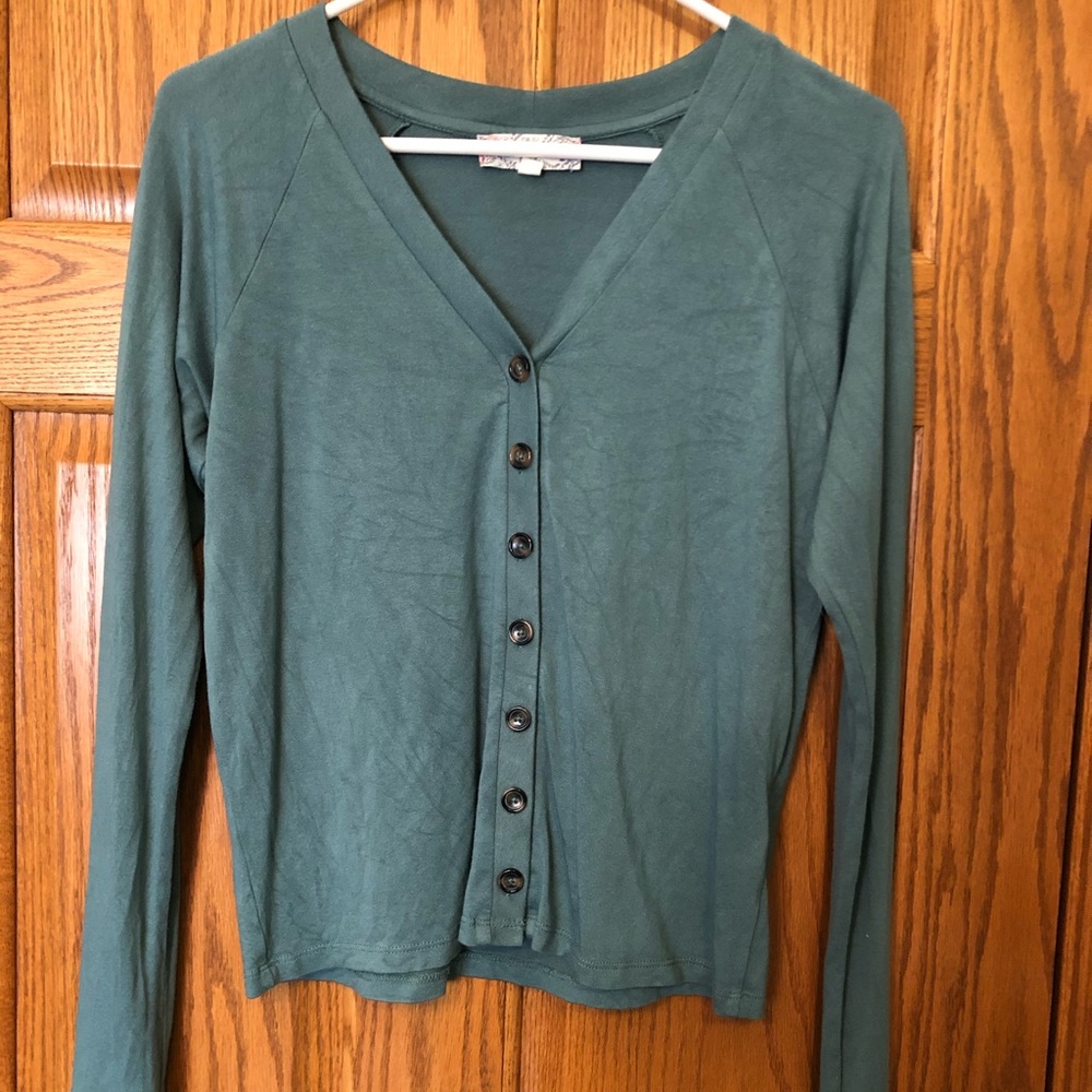 Button down v-neck blouse